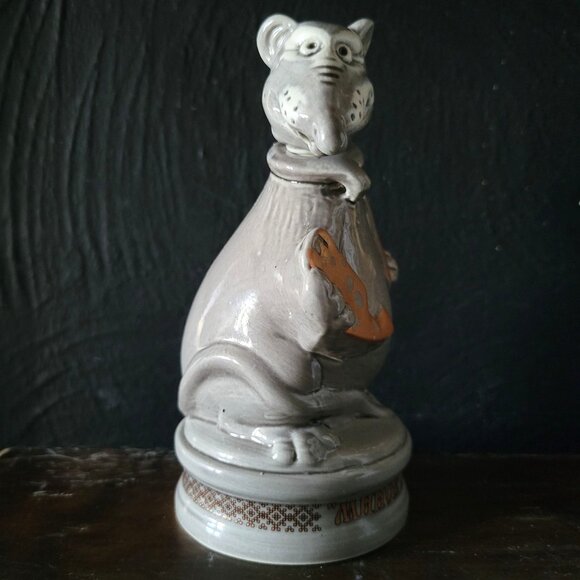 Vtg Empty Porcelain Mouse/ Rat & Cheese Statuette Decanter From Minsk Belarus - Picture 3 of 11